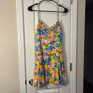 Zara Multicolor Floral Printed Mini Dress with Draping